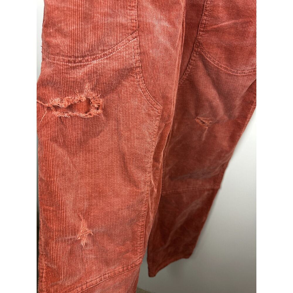 Anthropologie x PILCRO The Wanderer Corduroy Overalls Size 30 Distressed Orange - Picture 6 of 16